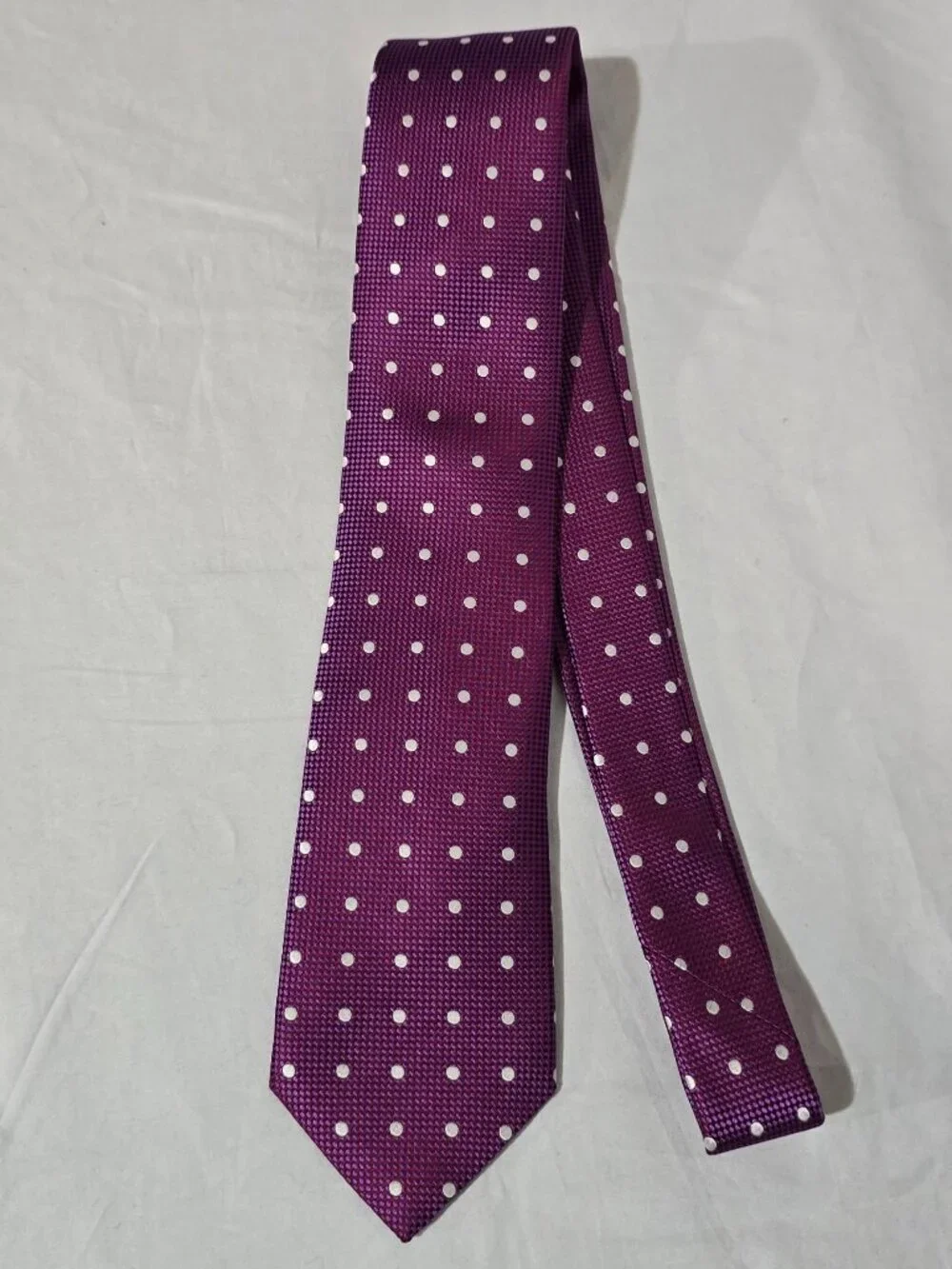 Eton Made in England 100% Silk Necktie - Purple White Dot